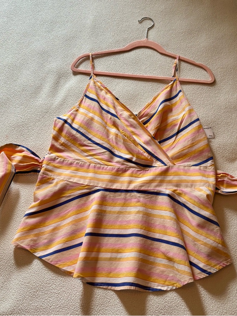 a new day Yellow, Pink & Navy Striped Wrap Cami